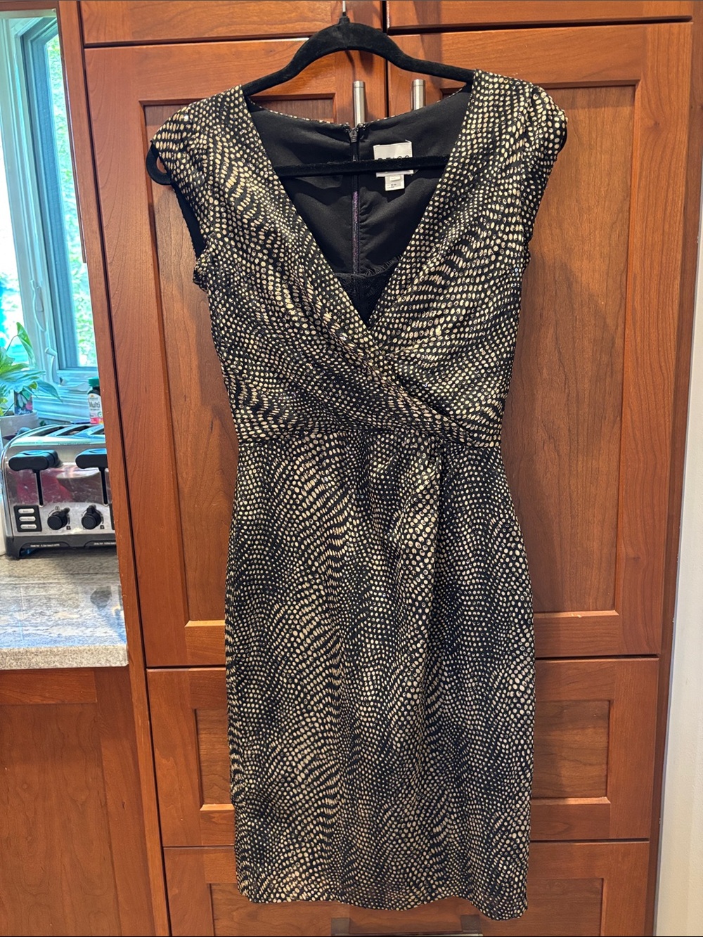 NWOT 🖤 REISS Shimmering Sequin and Lace Printed Cocktail Midi Dress Sz 0 /XXS